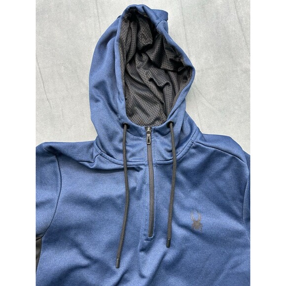Spyder Active Hooded Sweatshirt Men's Medium Blue ProWeb Drawstring Breathable - Picture 3 of 8